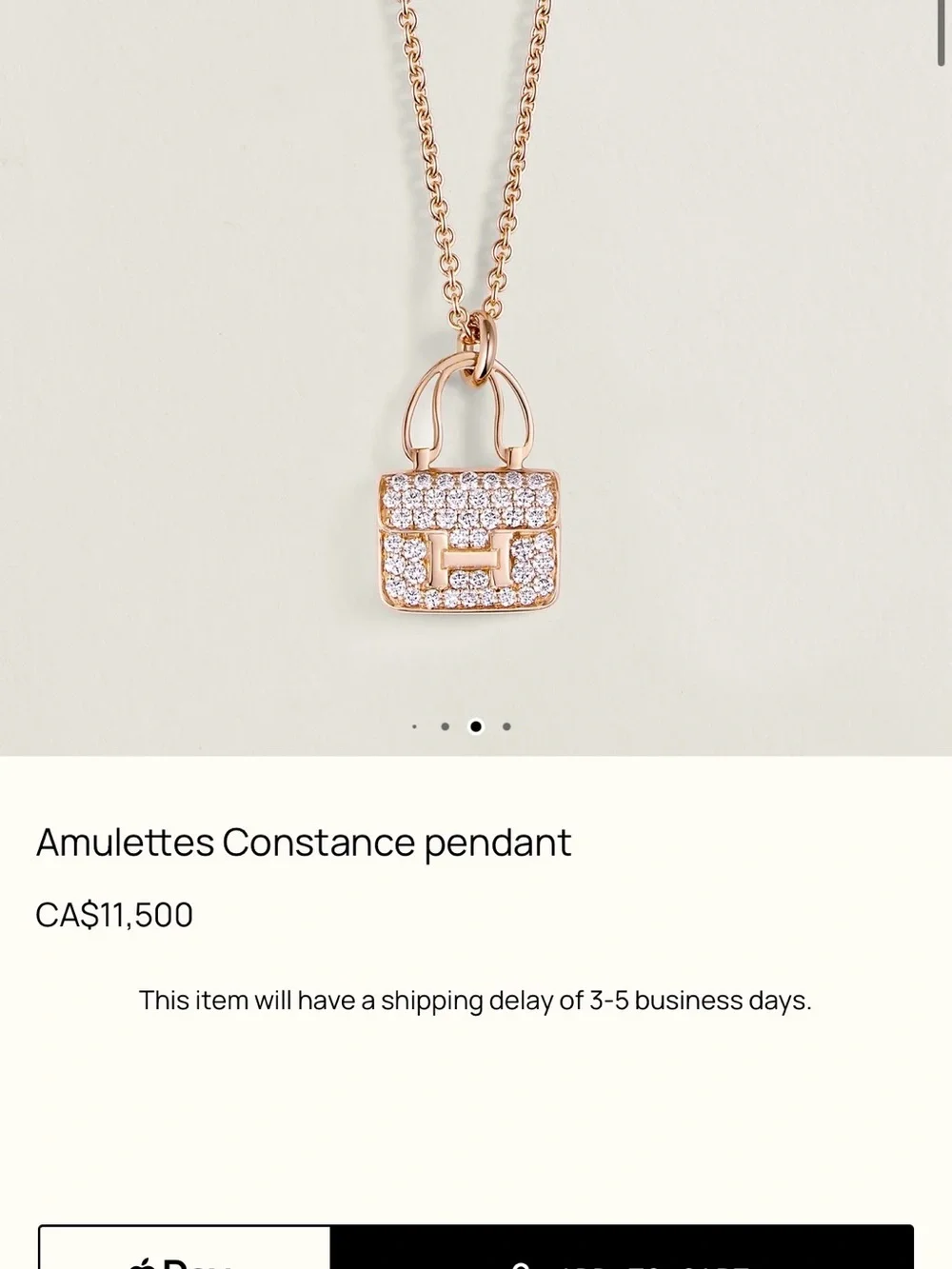 Hermes Amulettes Constance Diamond Rose Gold Necklace - Picture 7 of 7